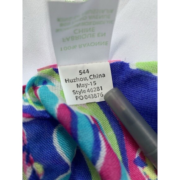 Lilly Pulitzer Toucan Play Riley Infinity Scarf Blue Pink Green VGUC - Picture 6 of 6